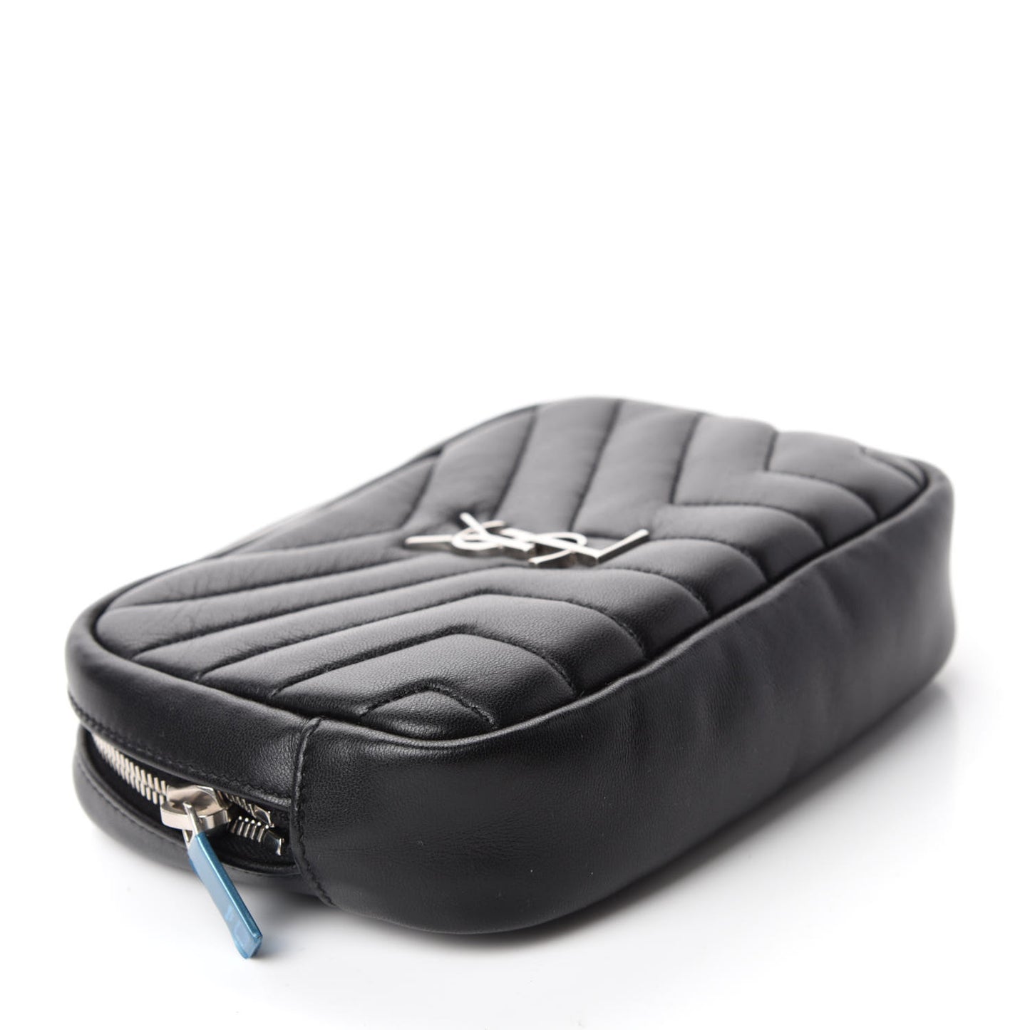 Lambskin Y Quilted Monogram Loulou Cosmetic Case Black