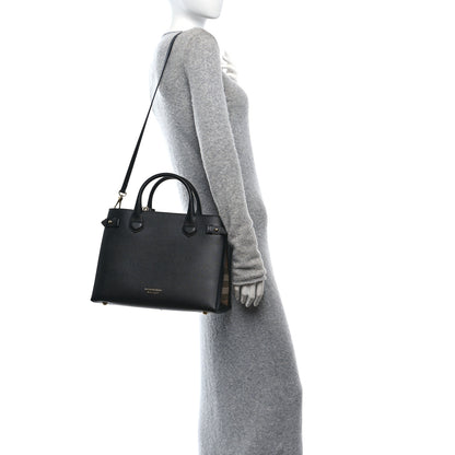 Burberry Derby Calfskin House Check Medium Banner Tote Black 2 of 9