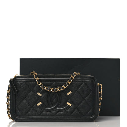 Chanel Caviar Quilted CC Filigree Clutch With Chain Black 11 of 11