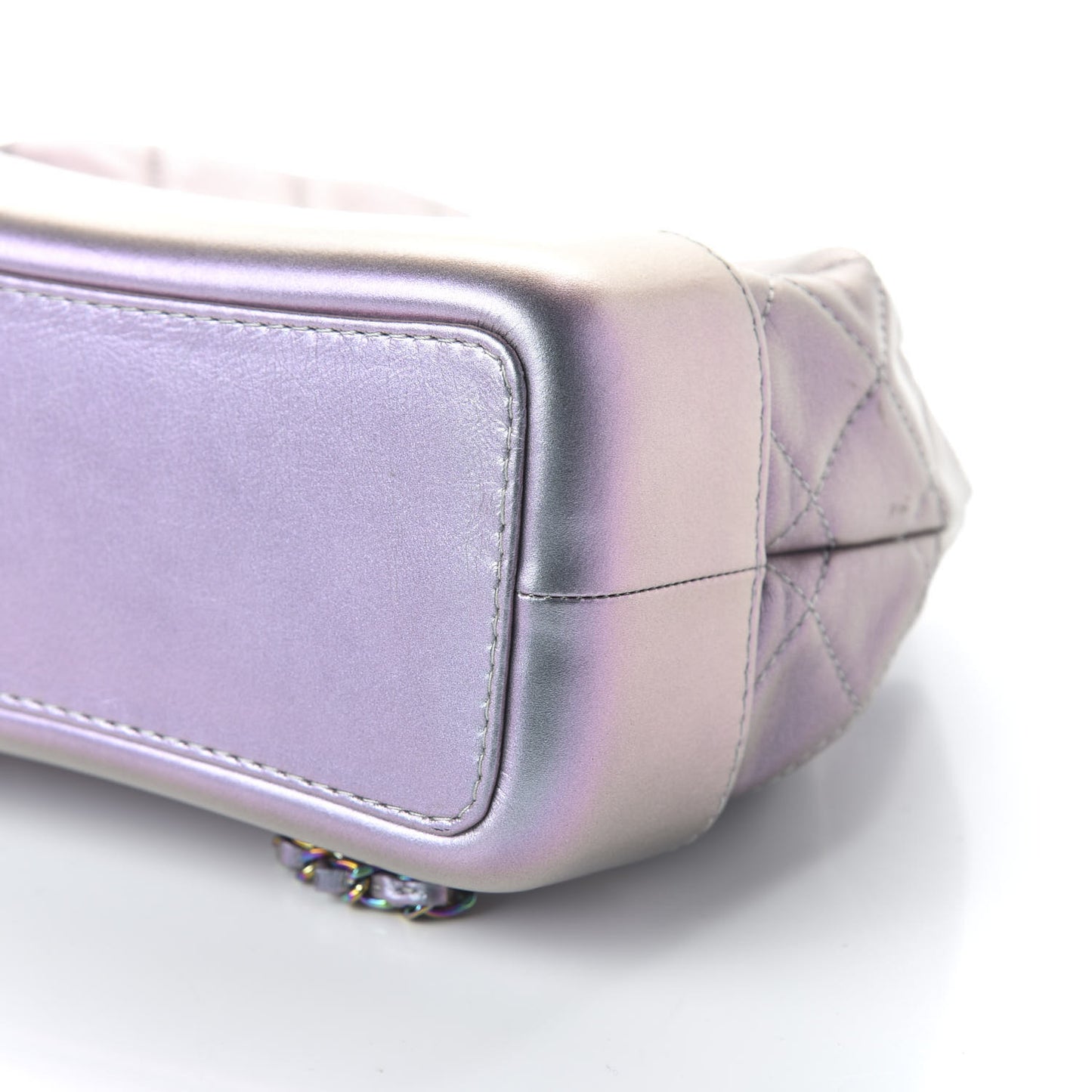 Iridescent Lambskin Calfskin Small Quilted Gabrielle Backpack Light Purple