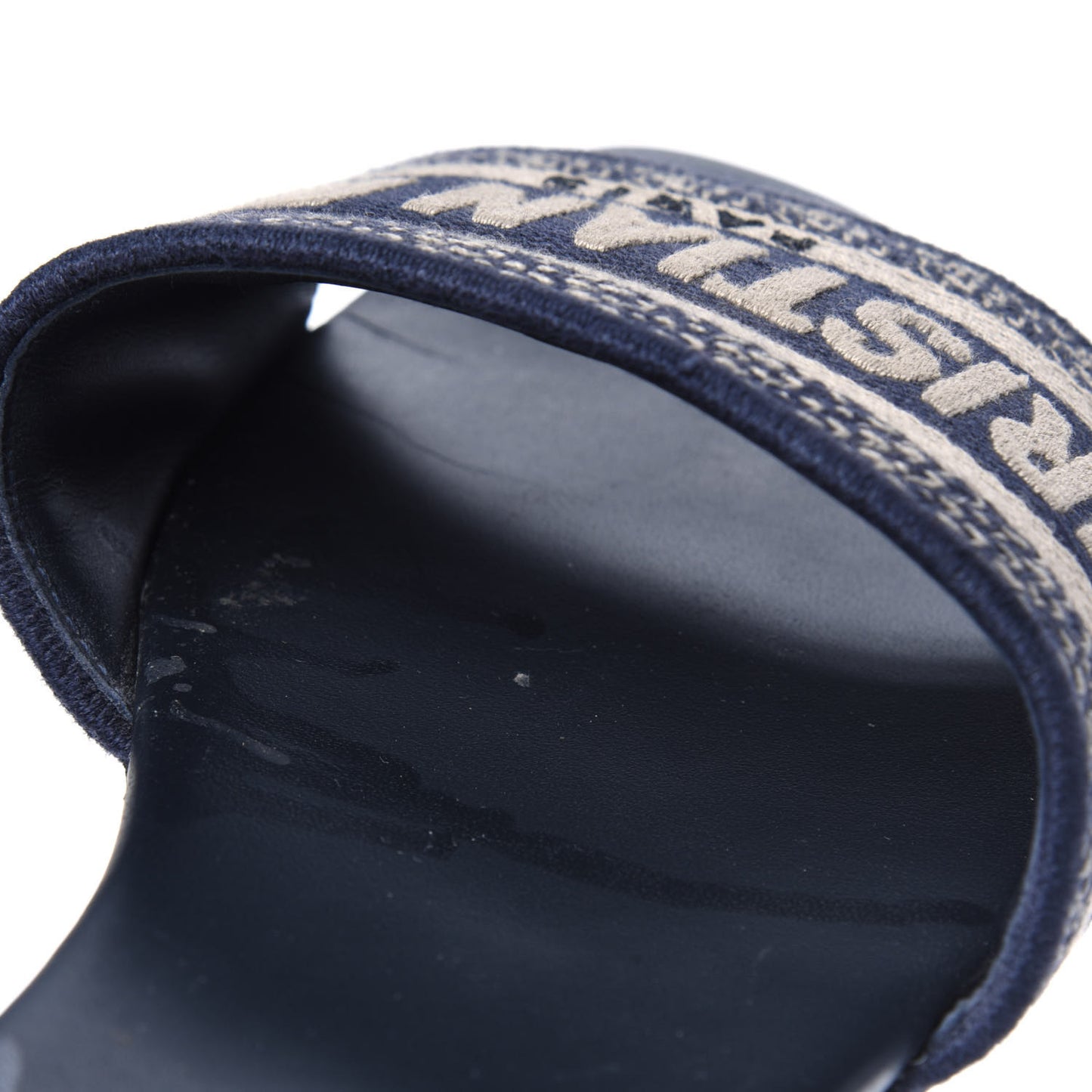 Canvas Embroidered Dway Mules Slide Sandals 38 Deep Blue