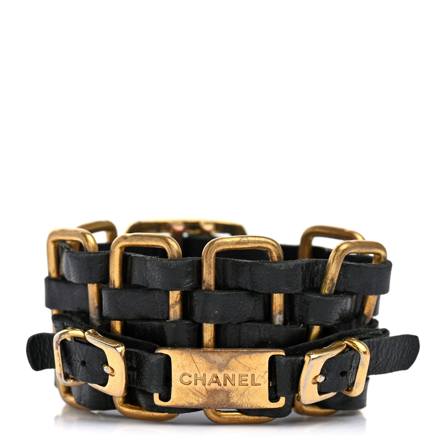 Chanel Lambskin Chain Bracelet Black Gold 1 of 5