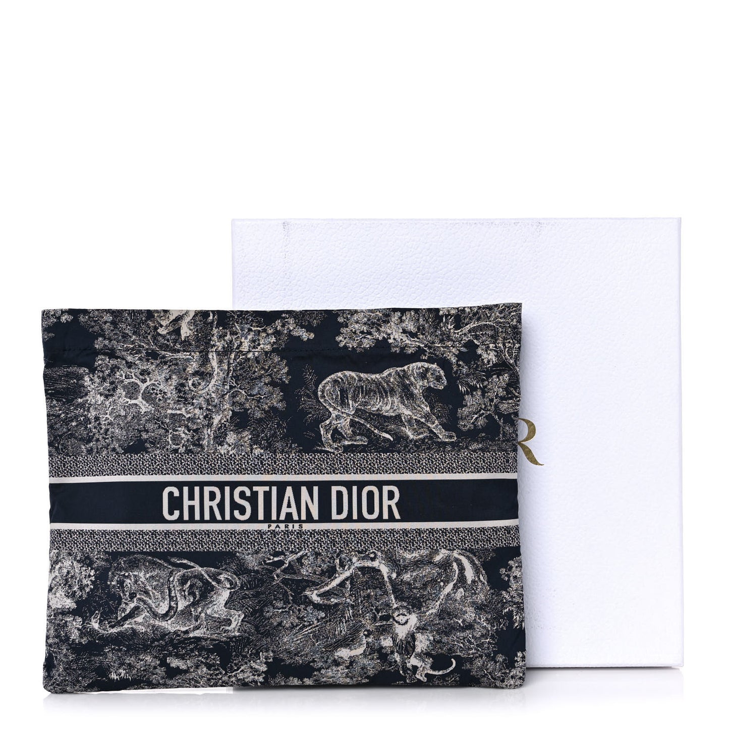 Embroidered Toile De Jouy Diortravel Zipped Pouch Blue