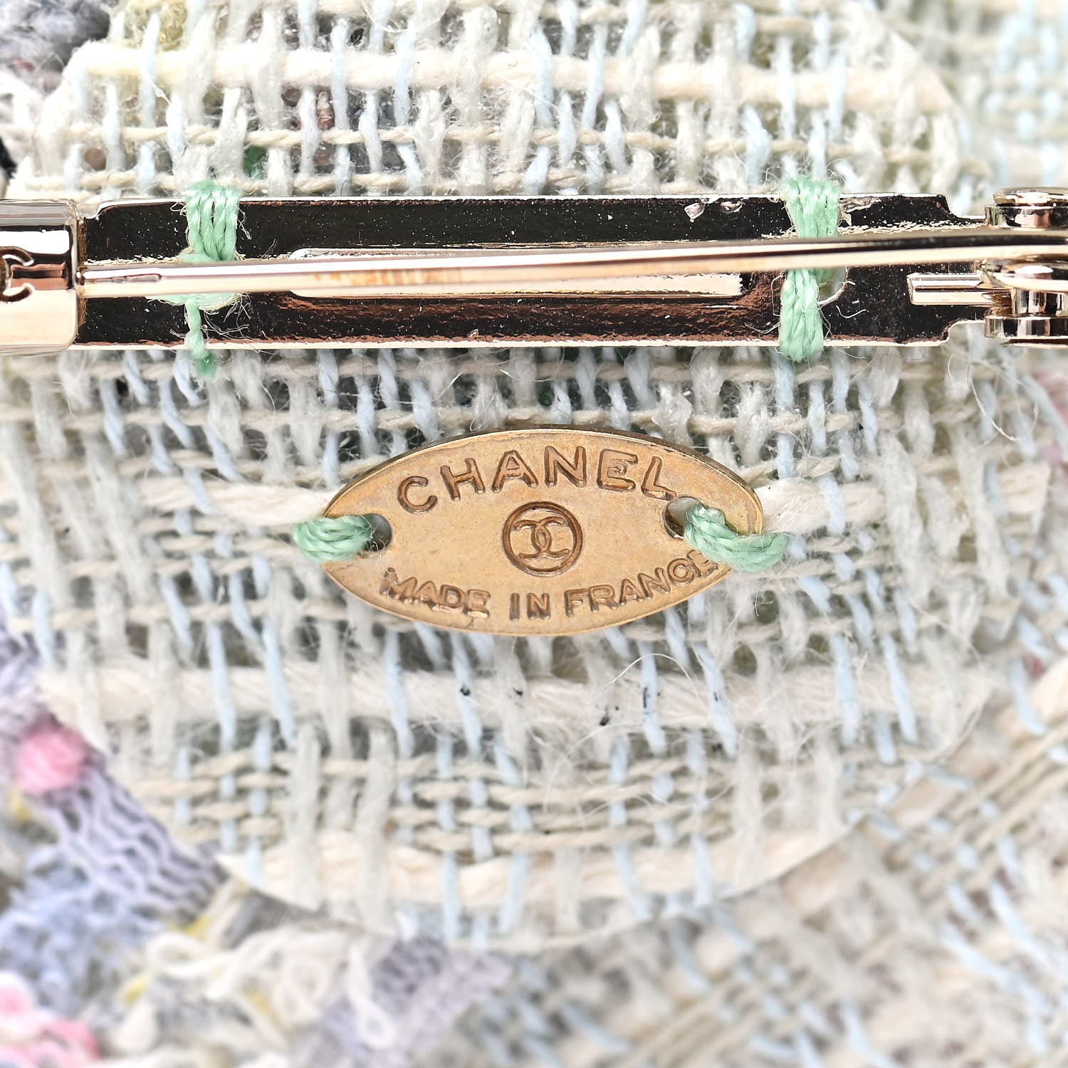Chanel Tweed Camellia CC Pin Brooch Multicolor 3 of 3