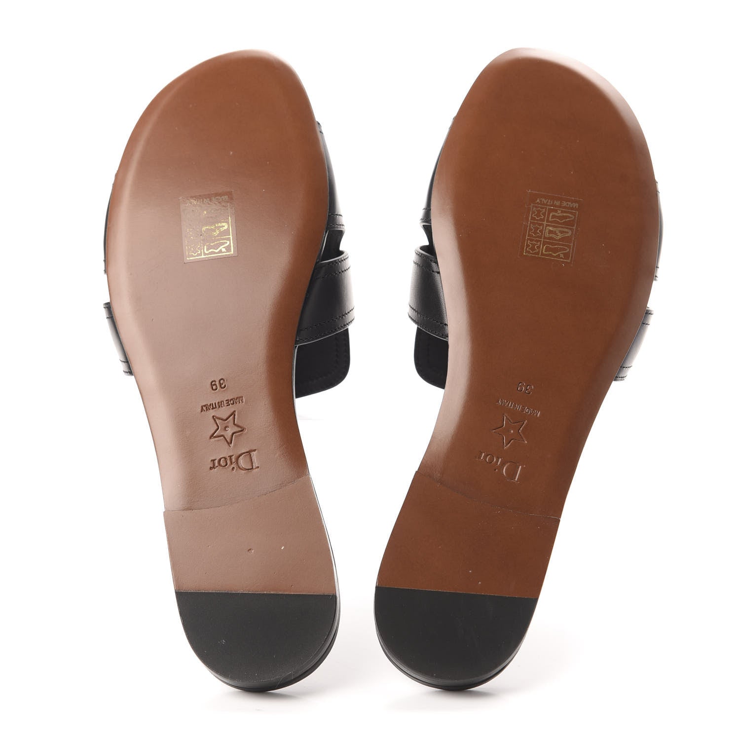 Christian Dior Calfskin 30 Montaigne Flat Slide Sandals 39 Black 8 of 10