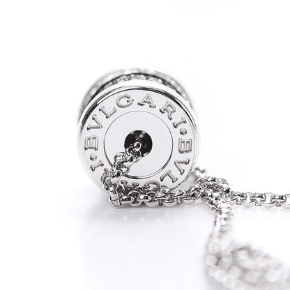 Bulgari 18K White Gold Diamond Small B.Zero1 Pave Pendant Necklace 8 of 9