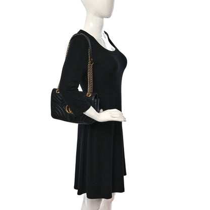 Gucci Calfskin Matelasse Small GG Marmont Shoulder Bag Black 2 of 9