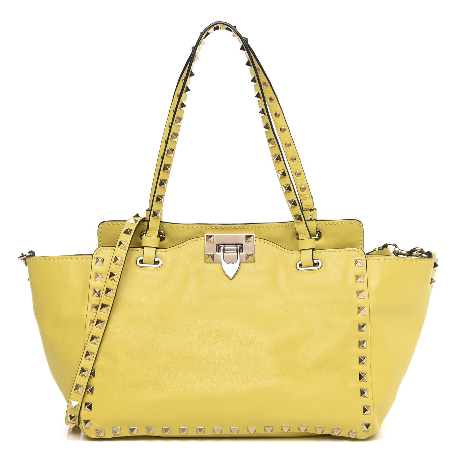 Valentino Garavani Vitello Small Rockstud Tote Water Yellow 1 of 12