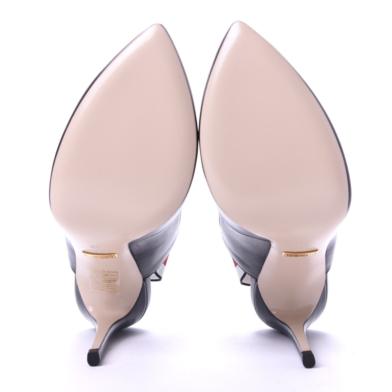 Gucci Malaga Kid Web Sylvie High Heel Slingback Pumps 36 Black 5 of 10