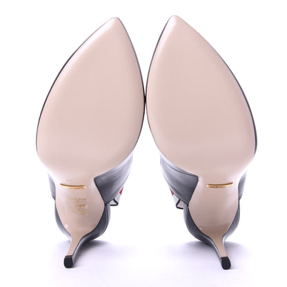 Gucci Malaga Kid Web Sylvie High Heel Slingback Pumps 36 Black 5 of 10