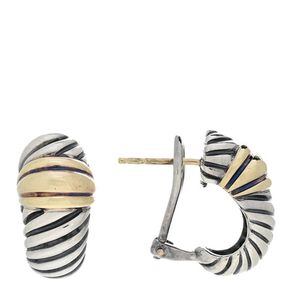 David Yurman Sterling Silver 14K Gold Thoroughbred Shrimp Earrings 1 of 4