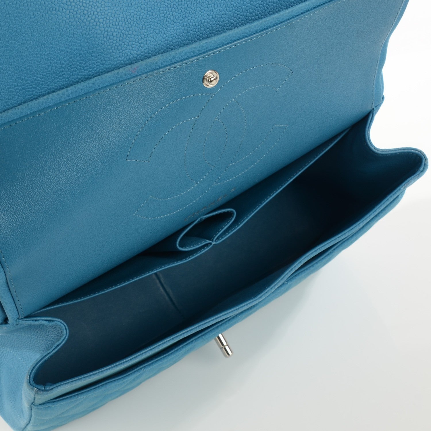 Chanel Iridescent Caviar Jumbo Double Flap Blue 6 of 7