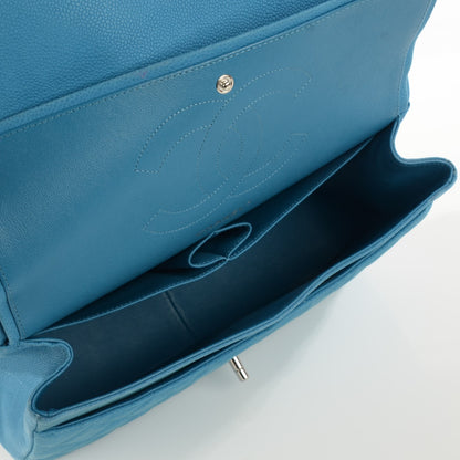 Chanel Iridescent Caviar Jumbo Double Flap Blue 6 of 7