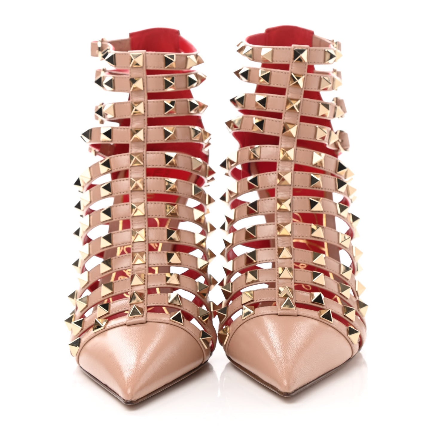 Kidskin Rockstud Alcove Cage 100mm Booties 38 Rose Cannelle