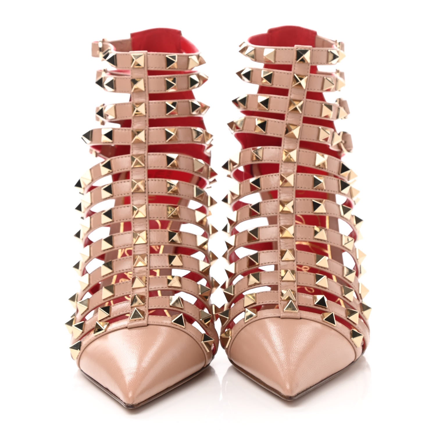 Valentino Garavani Kidskin Rockstud Alcove Cage 100mm Booties 38 Rose Cannelle 2 of 8