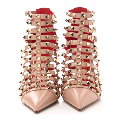 Valentino Garavani Kidskin Rockstud Alcove Cage 100mm Booties 38 Rose Cannelle 2 of 8