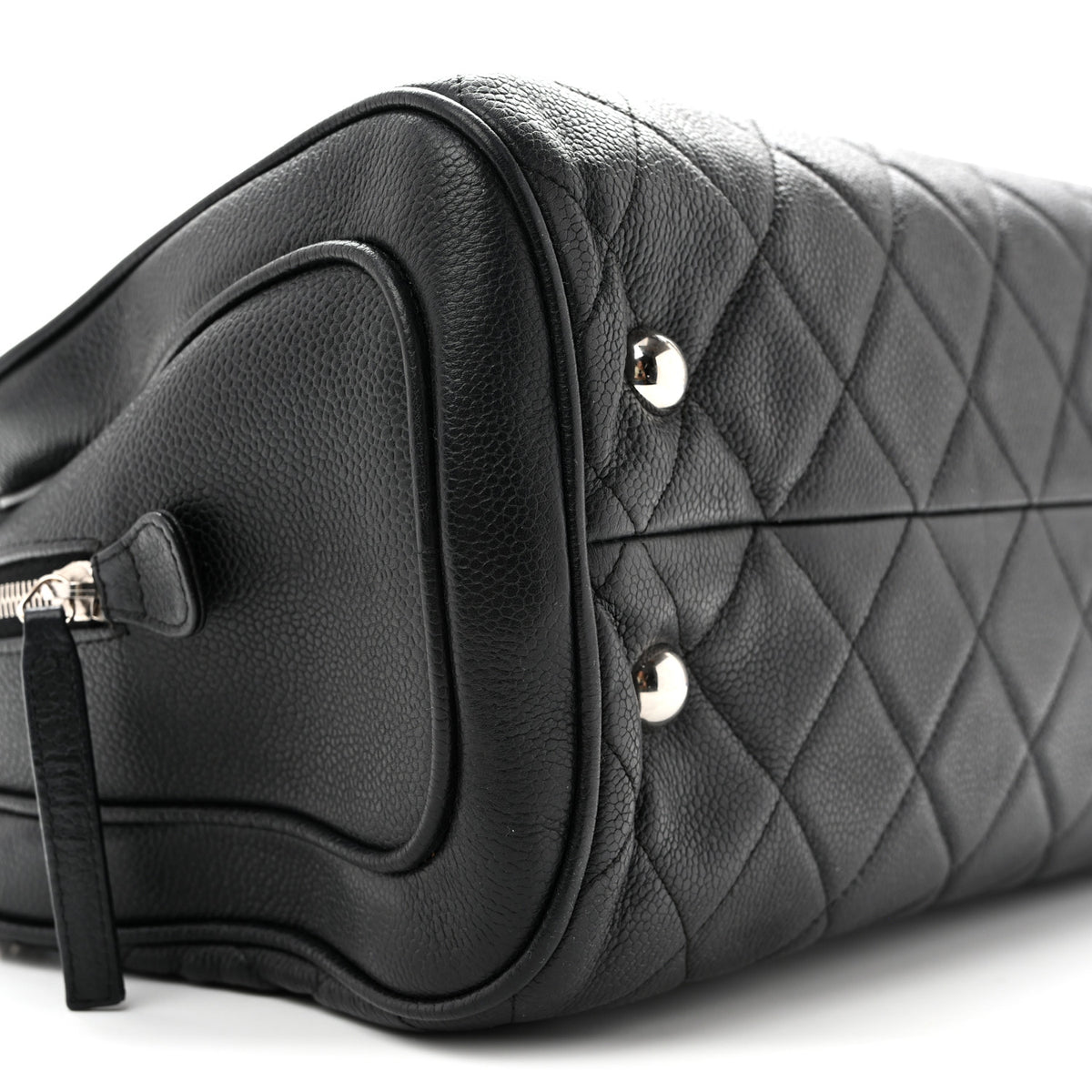Caviar Quilted Shopping Tote Black