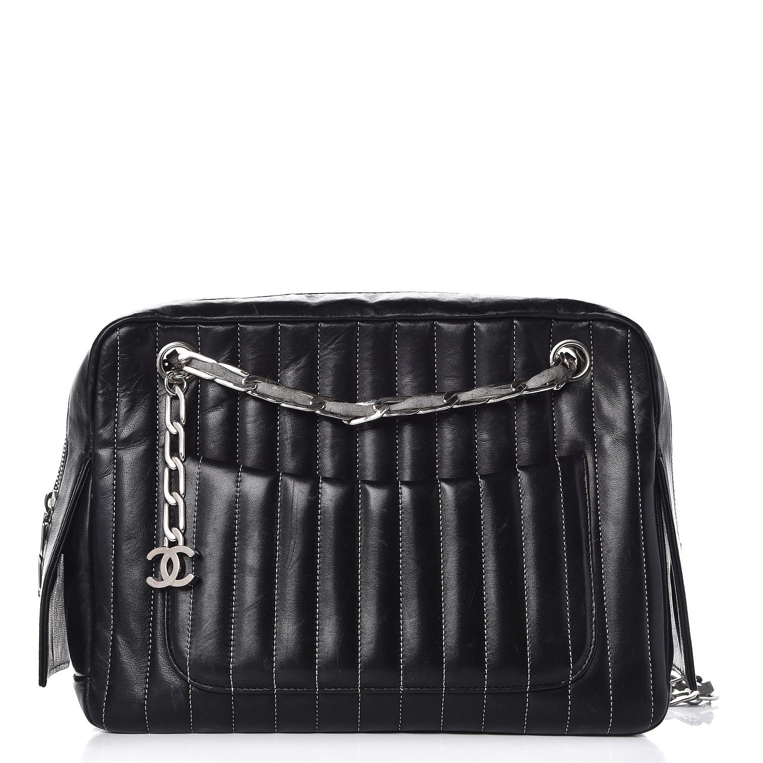 Chanel Lambskin Vertical Quilted Mademoiselle Small Camera Case Black 1 of 25