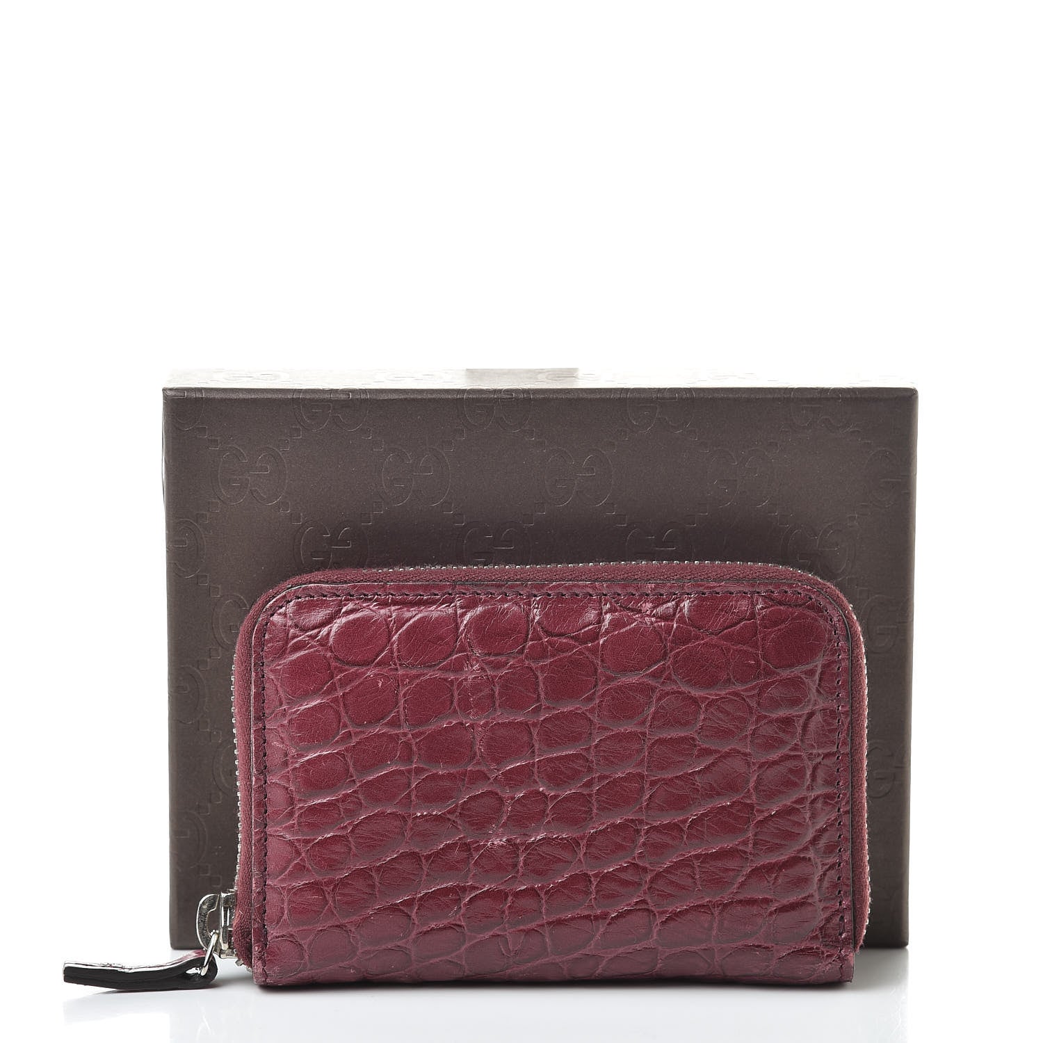 Gucci Crocodile Zip Around Card Case Cherry Gloss 16 of 16