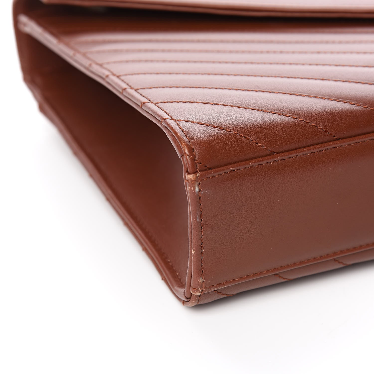 Saint Laurent Smooth Calfskin Matelasse Chevron Large Monogram Satchel Tan 8 of 10