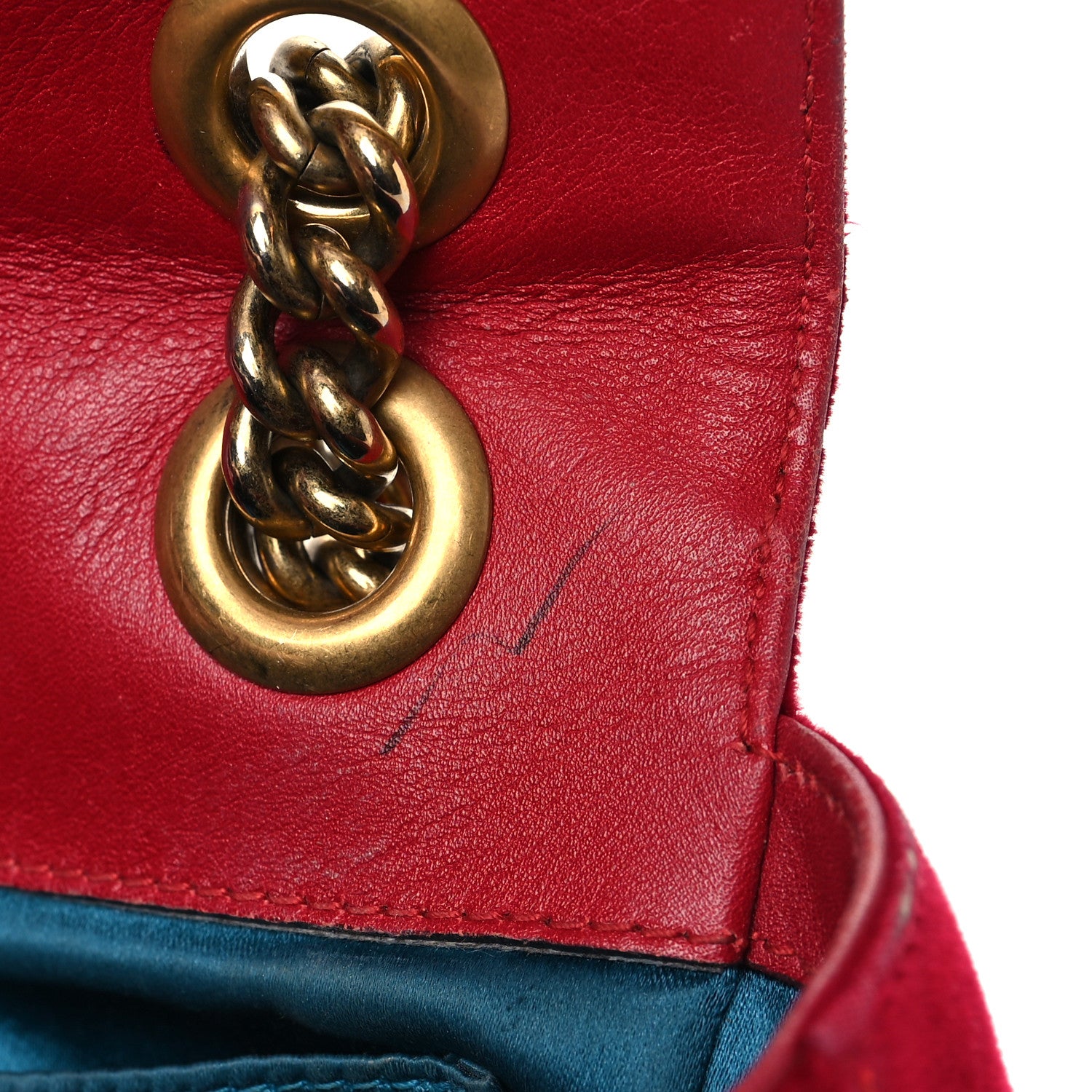 Gucci Velvet Matelasse Mini GG Marmont Shoulder Bag Hibiscus Red 13 of 17
