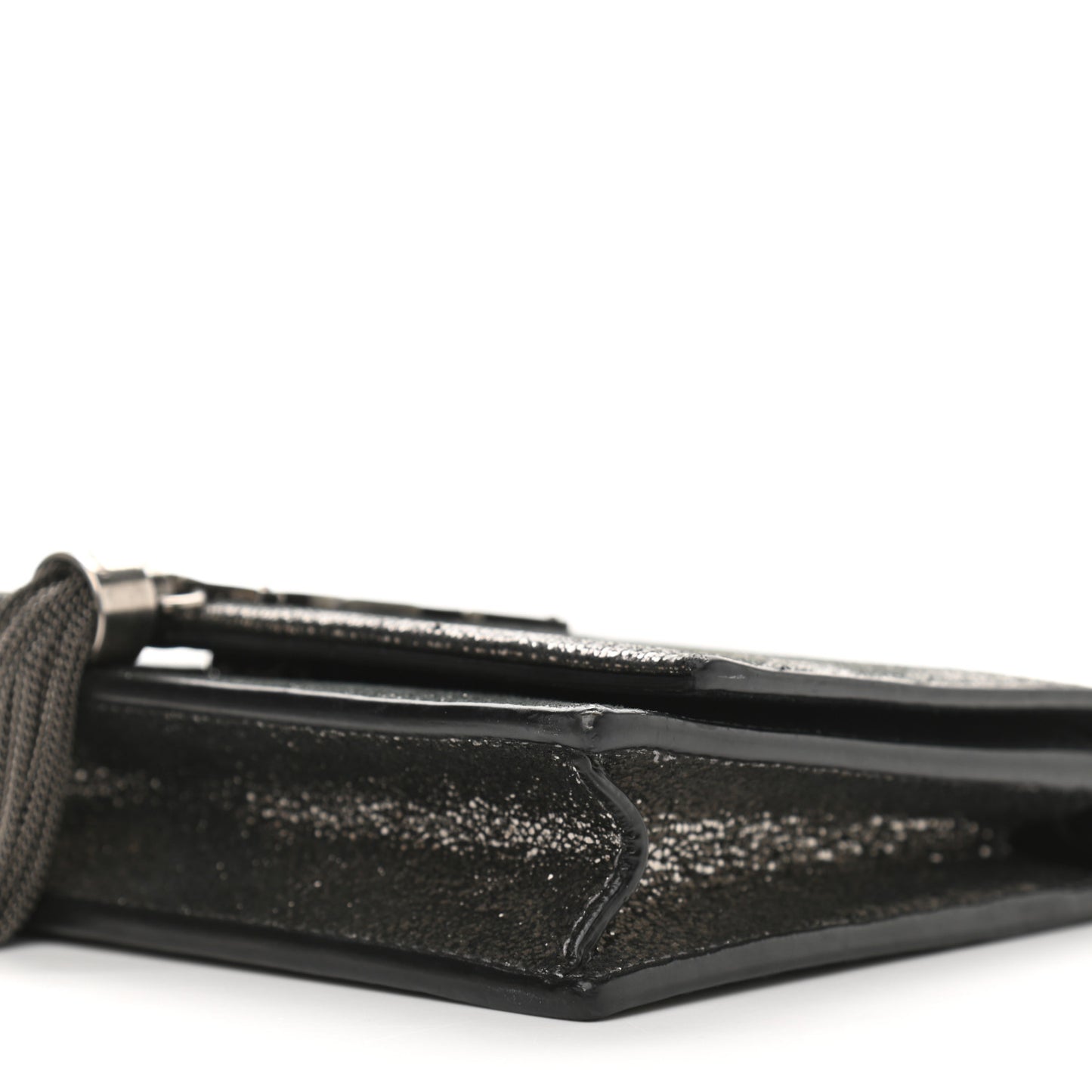 Metallic Calfskin Classic Monogram Kate Tassel Chain Wallet Gun Metal