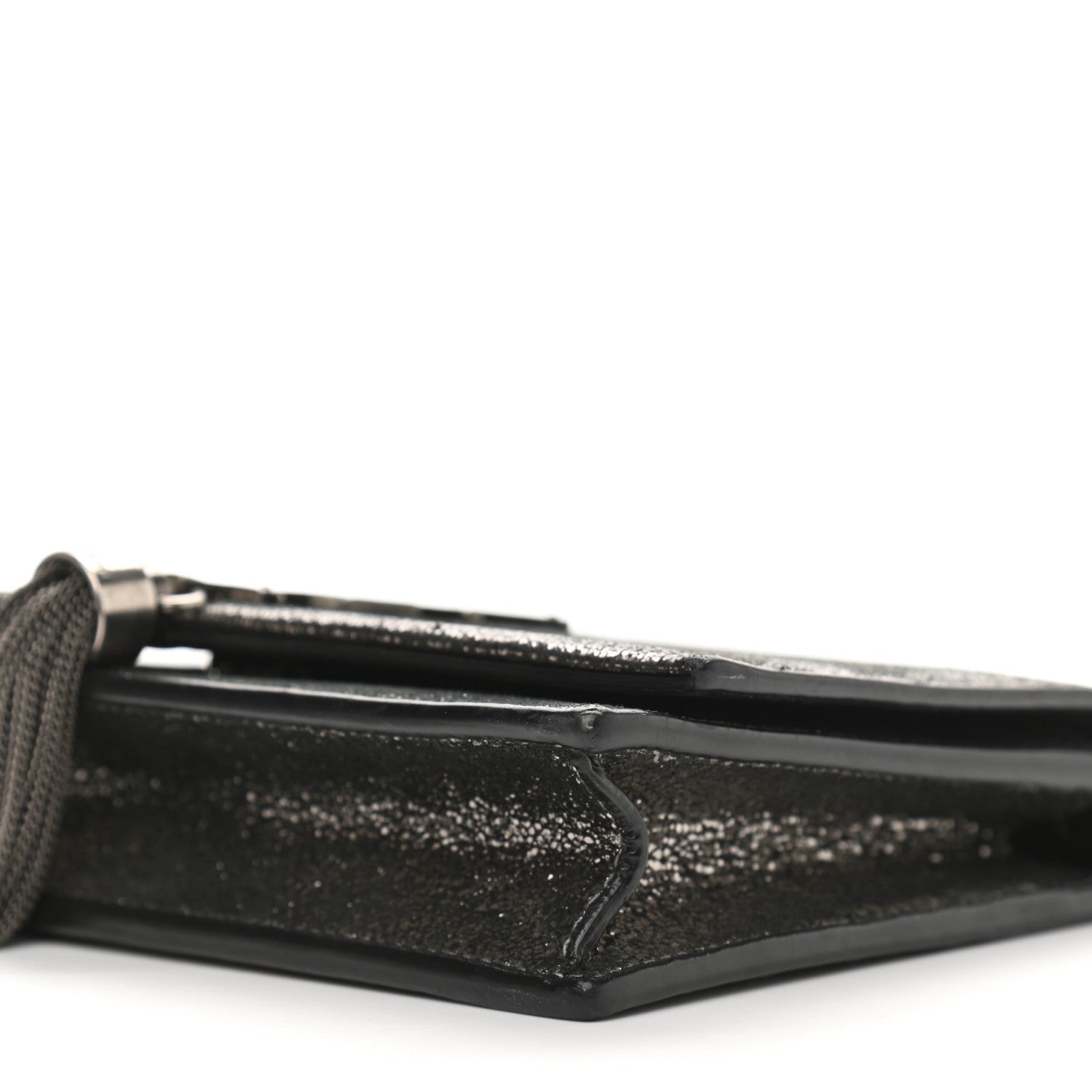 Saint Laurent Metallic Calfskin Classic Monogram Kate Tassel Chain Wallet Gun Metal 11 of 12
