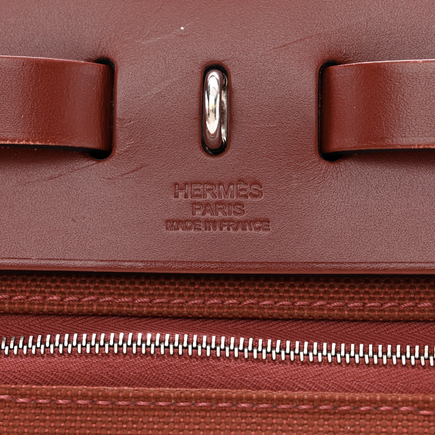 Hermes Military Toile Vache Hunter Herbag Zip 31 PM Rouge H 8 of 14