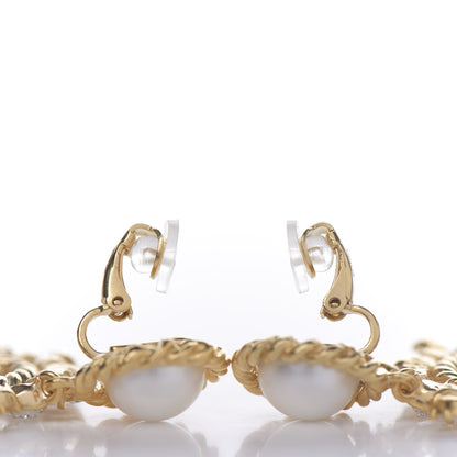 Chanel Pearl Crystal CC-Casino Clip On Earrings Gold 2 of 3