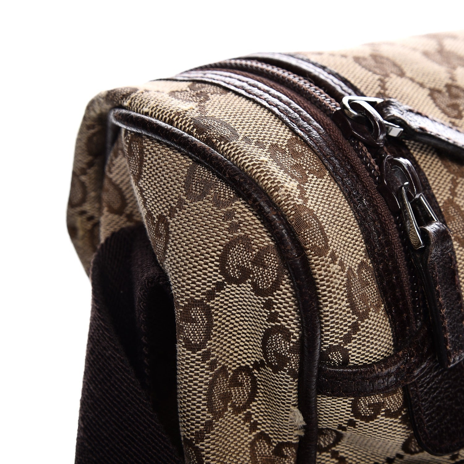 Gucci Monogram Natural Pigskin Large Diaper Bag Beige Ebony Cocoa Dark Chocolate 10 of 18