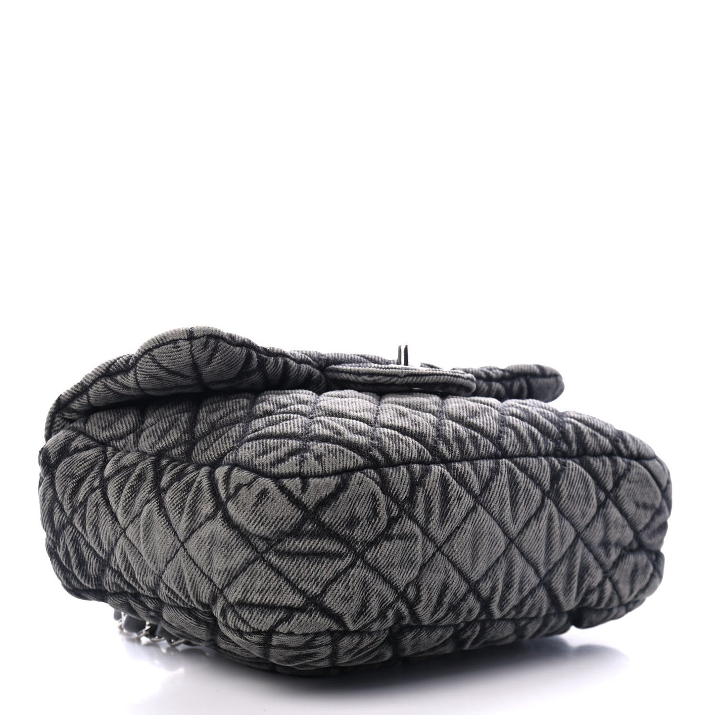 Washed Denim Quilted Small Denimpression Flap Grey Black