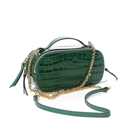 Chloe Calfskin Crocodile Embossed Mini C Vanity Bag Woodsy Green 3 of 10