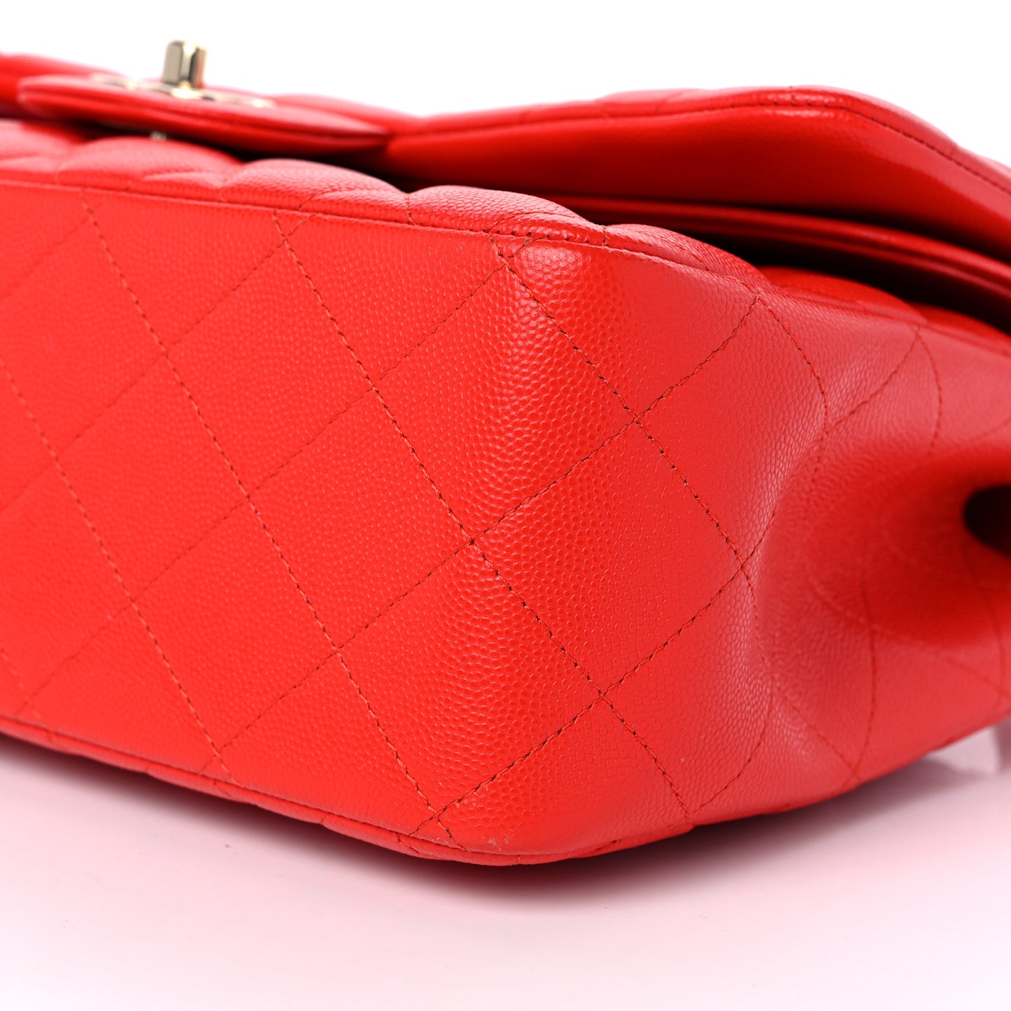 Caviar Quilted Jumbo Double Flap Red