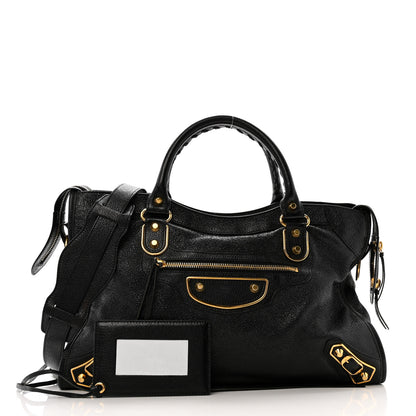 Balenciaga Chevre Gold Metallic Edge Hardware City Black 3 of 17