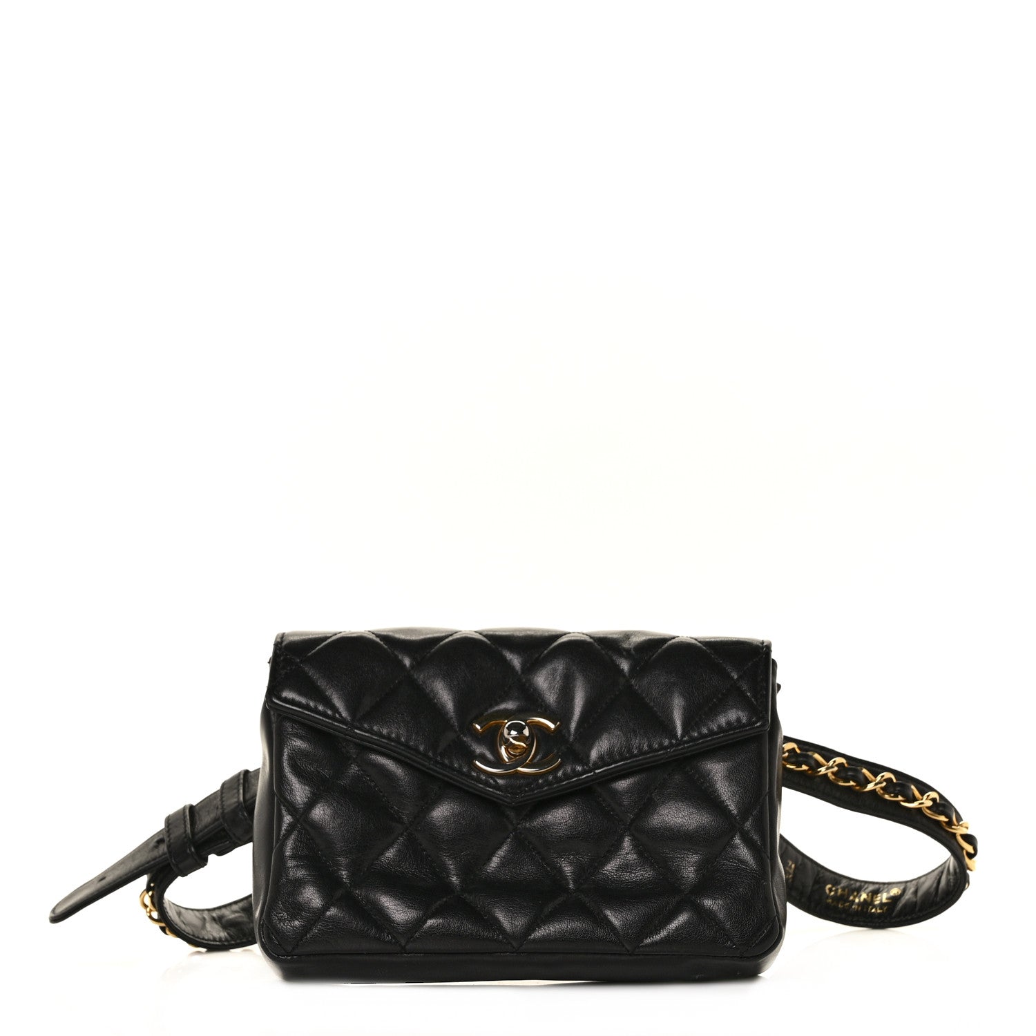 Chanel Lambskin Quilted Flap Waist Belt Bag 75 30 Black 1 of 8