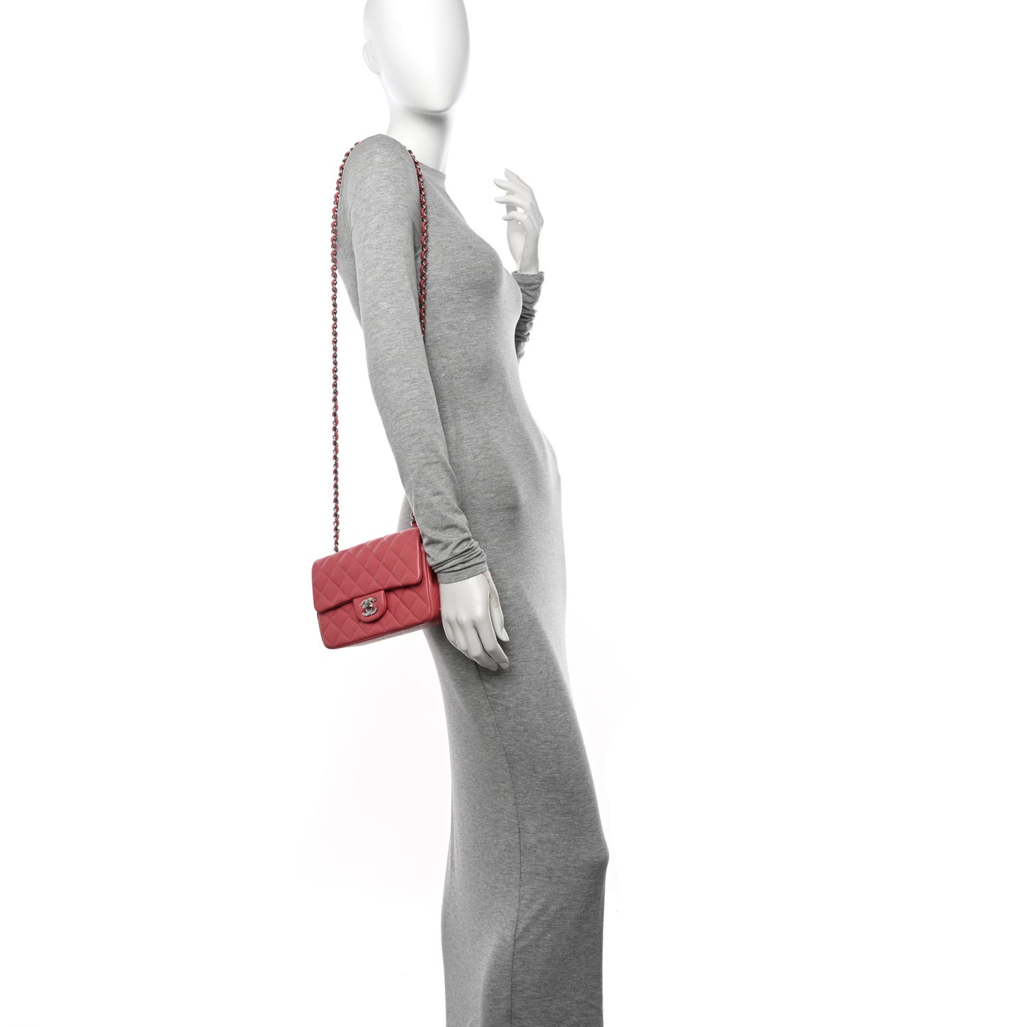 Lambskin Quilted Mini Rectangular Flap Pink