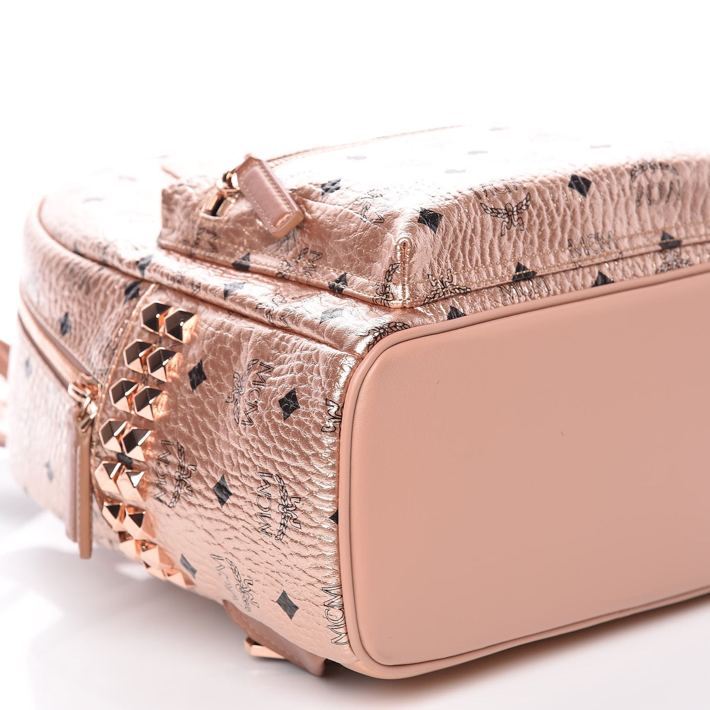 Metallic Visetos Small Side Stud Stark Backpack Champagne Gold