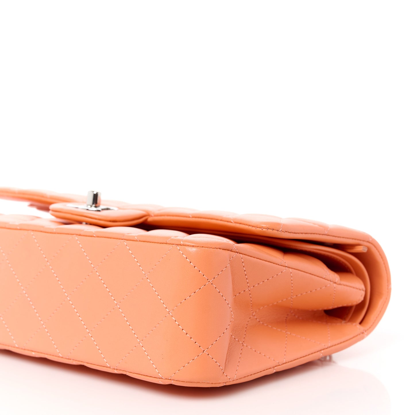 Lambskin Quilted Medium Double Flap Orange