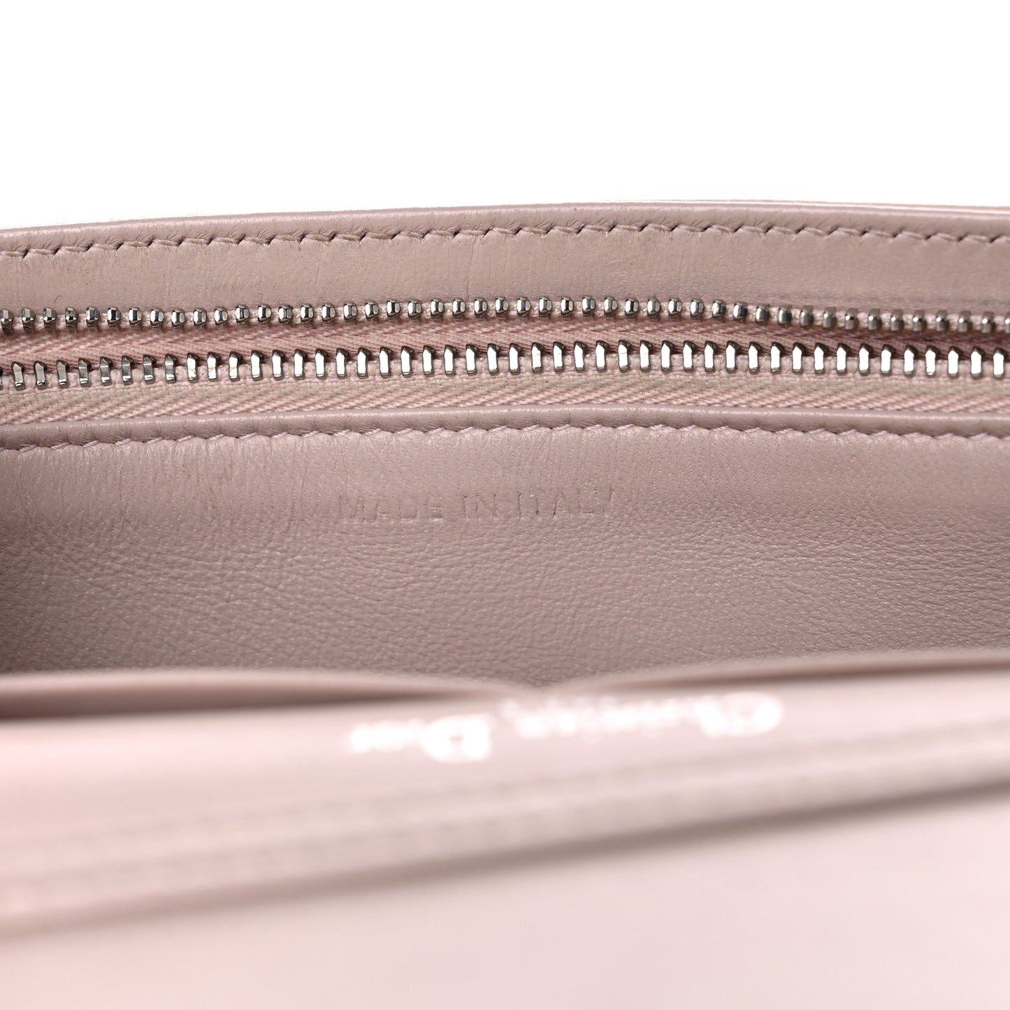 Grained Calfskin Diorama Wallet on Chain Pouch Rose Poudre