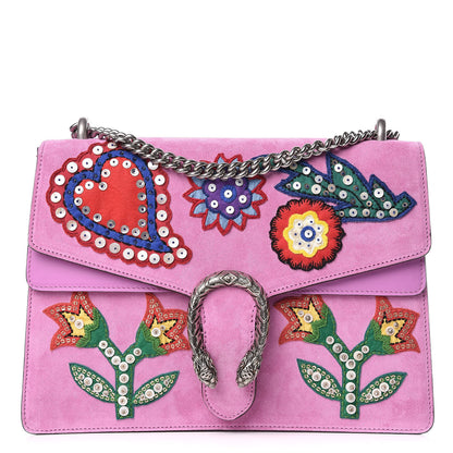 Gucci Suede Cudu Embroidered Medium Dionysus Shoulder Bag Candy Mousse Multicolor 1 of 9