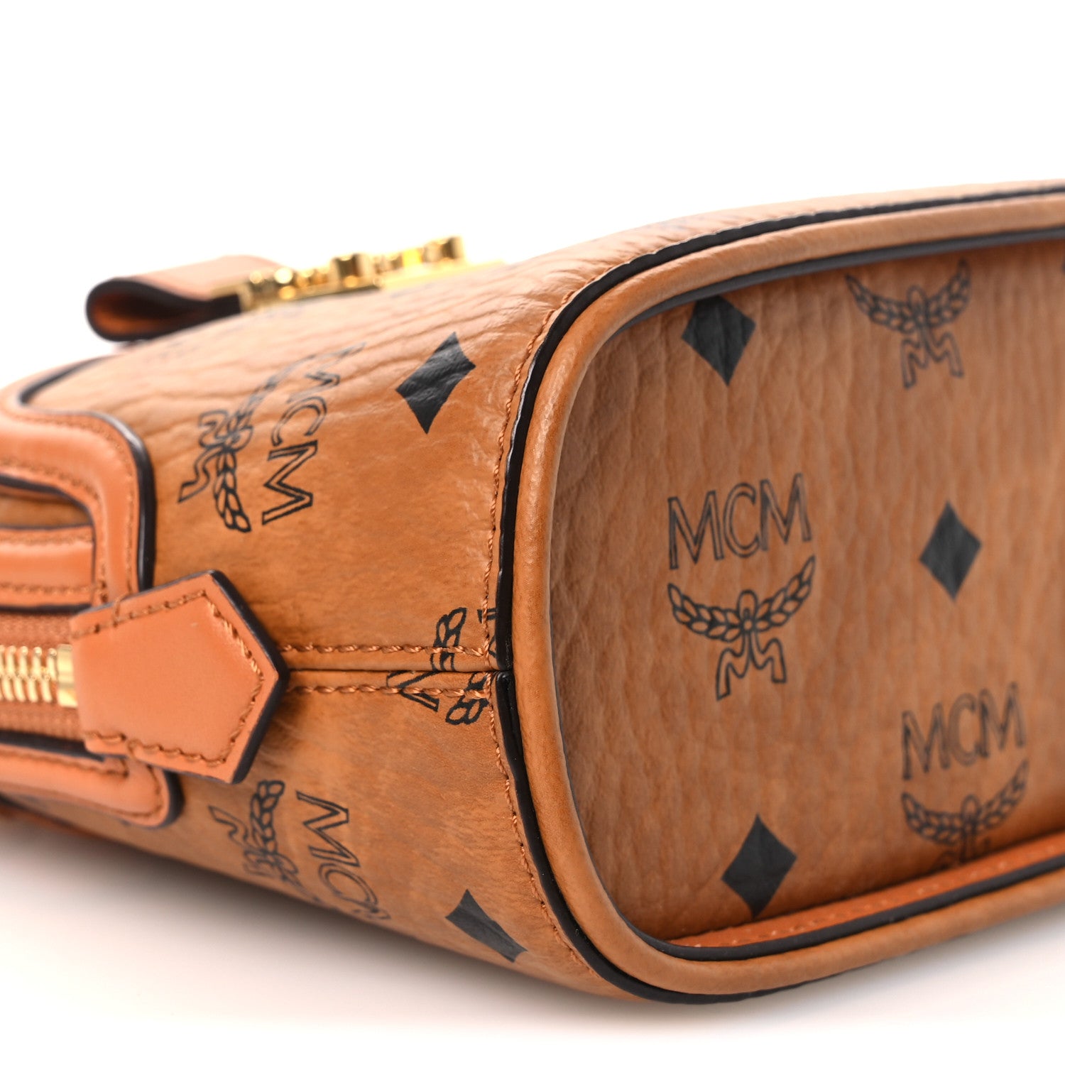 MCM Visetos Mini Anna Crossbody Bag Cognac 9 of 12