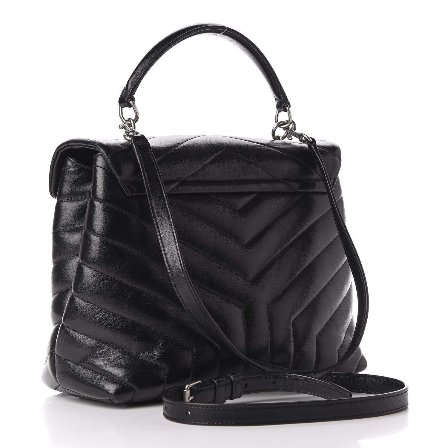 Saint Laurent Calfskin Y Quilted Monogram Medium Loulou Chain Satchel Black 2 of 12