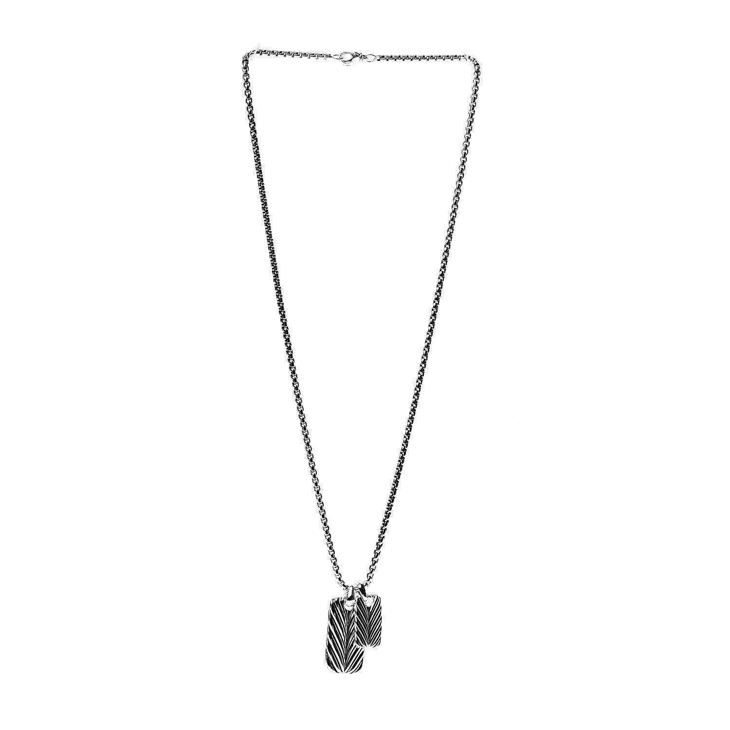 David Yurman Sterling Silver Chevron Double Dog Tag Necklace 2 of 4