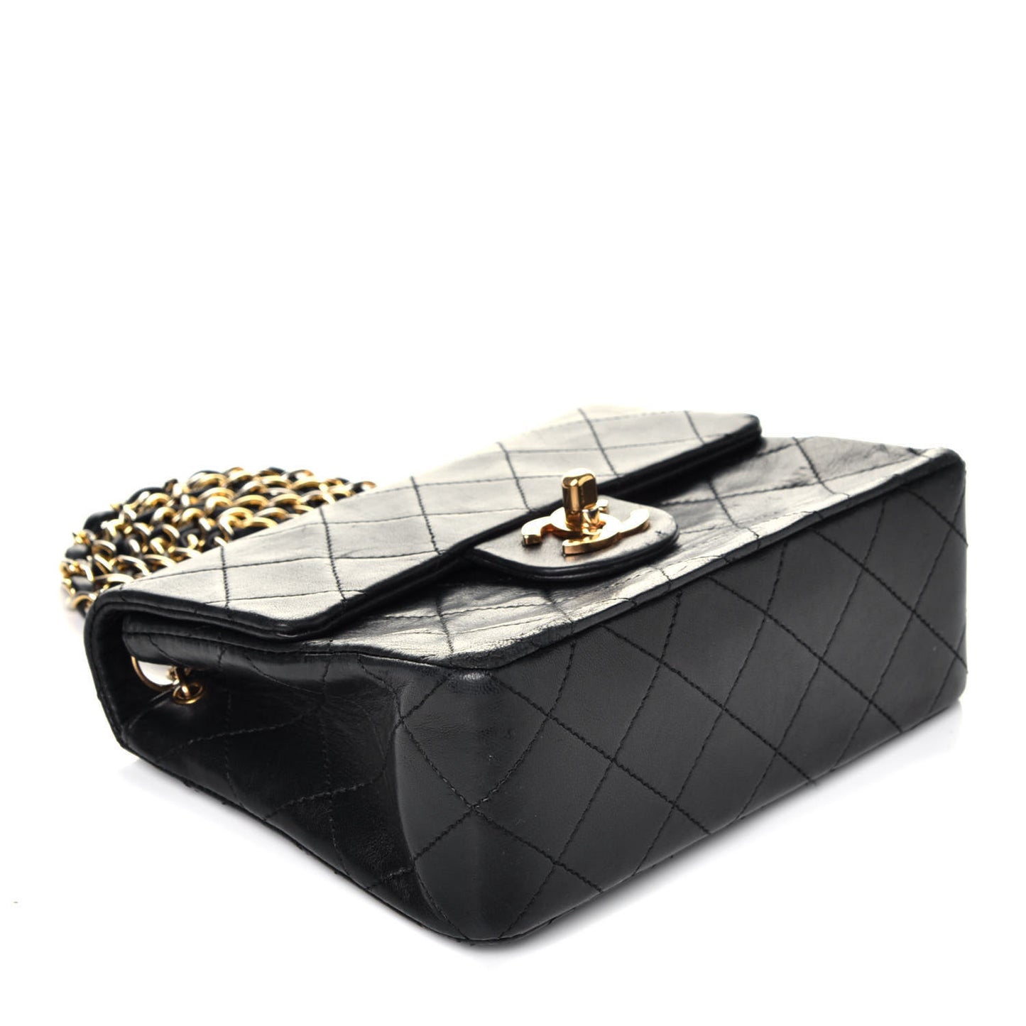 Lambskin Quilted Mini Square Flap Black