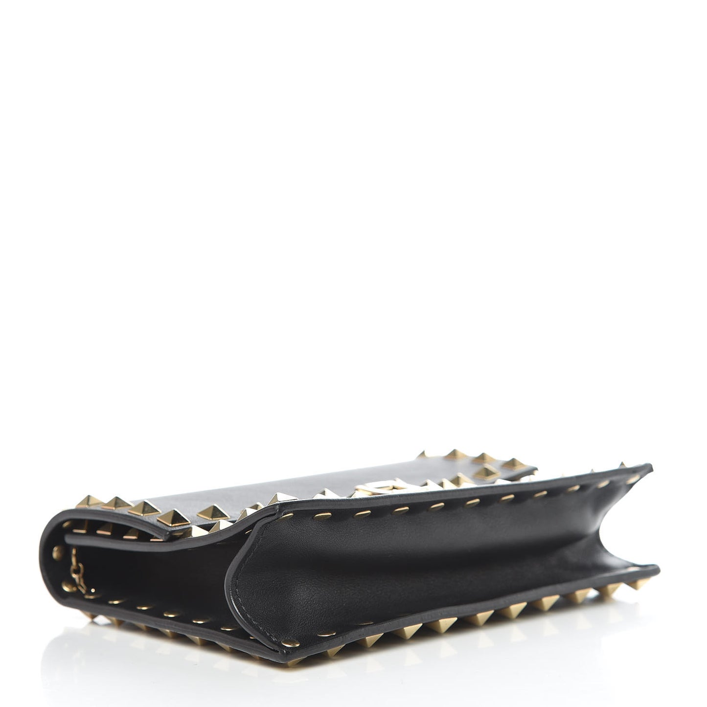 Vitello Rockstud Flip Lock Chain Crossbody Bag Black