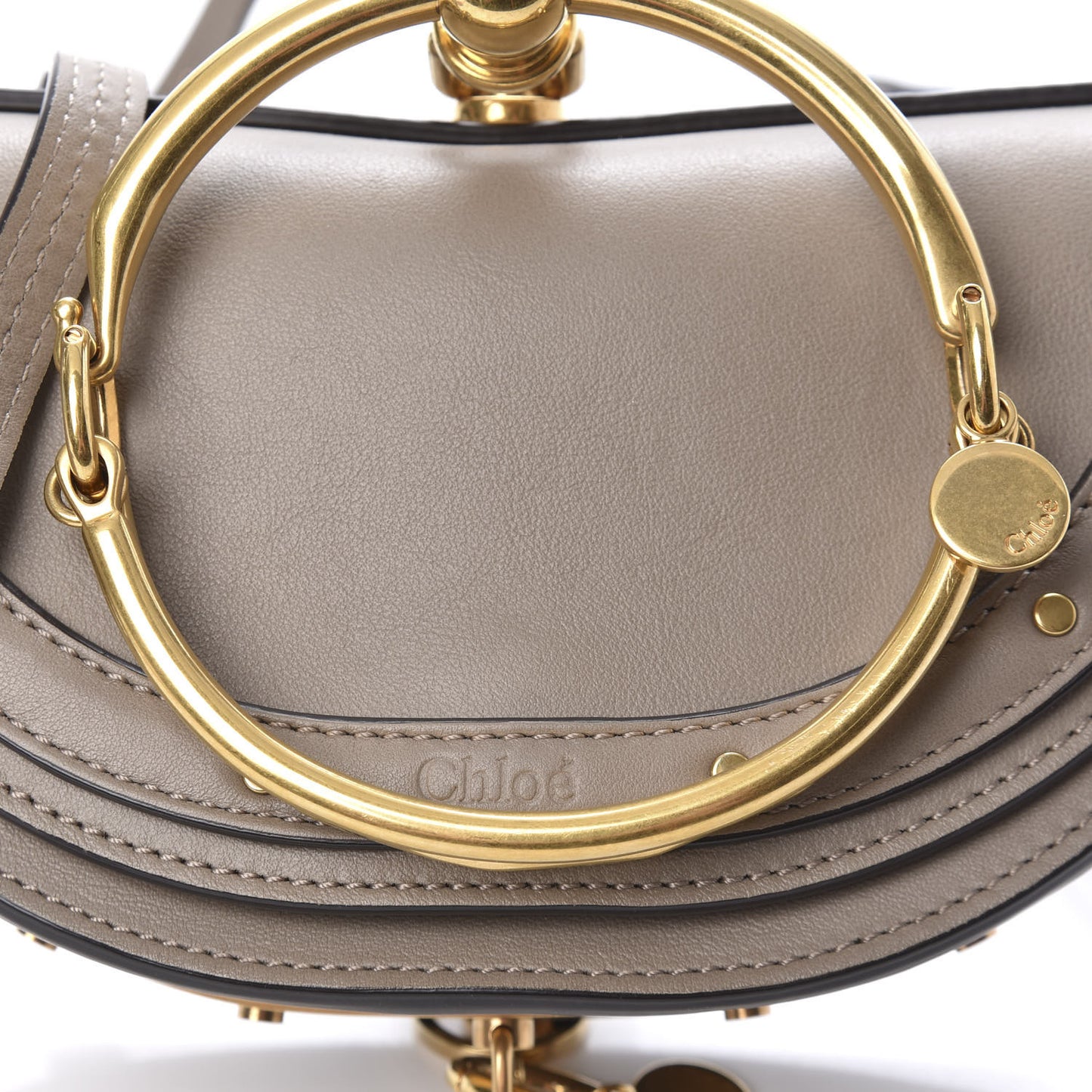 Calfskin Small Nile Bracelet Minaudiere Bag Motty Grey