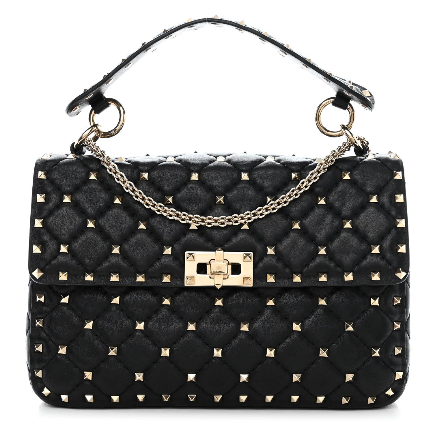 Valentino Garavani Lambskin Medium Rockstud Spike Shoulder Bag Black 1 of 11