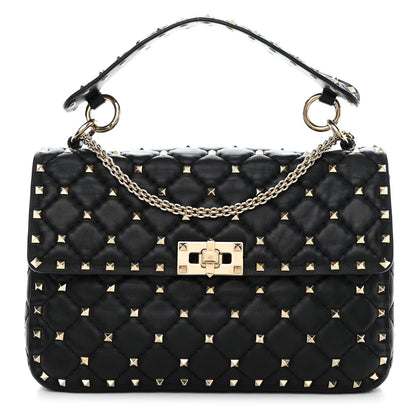 Valentino Garavani Lambskin Medium Rockstud Spike Shoulder Bag Black 1 of 11