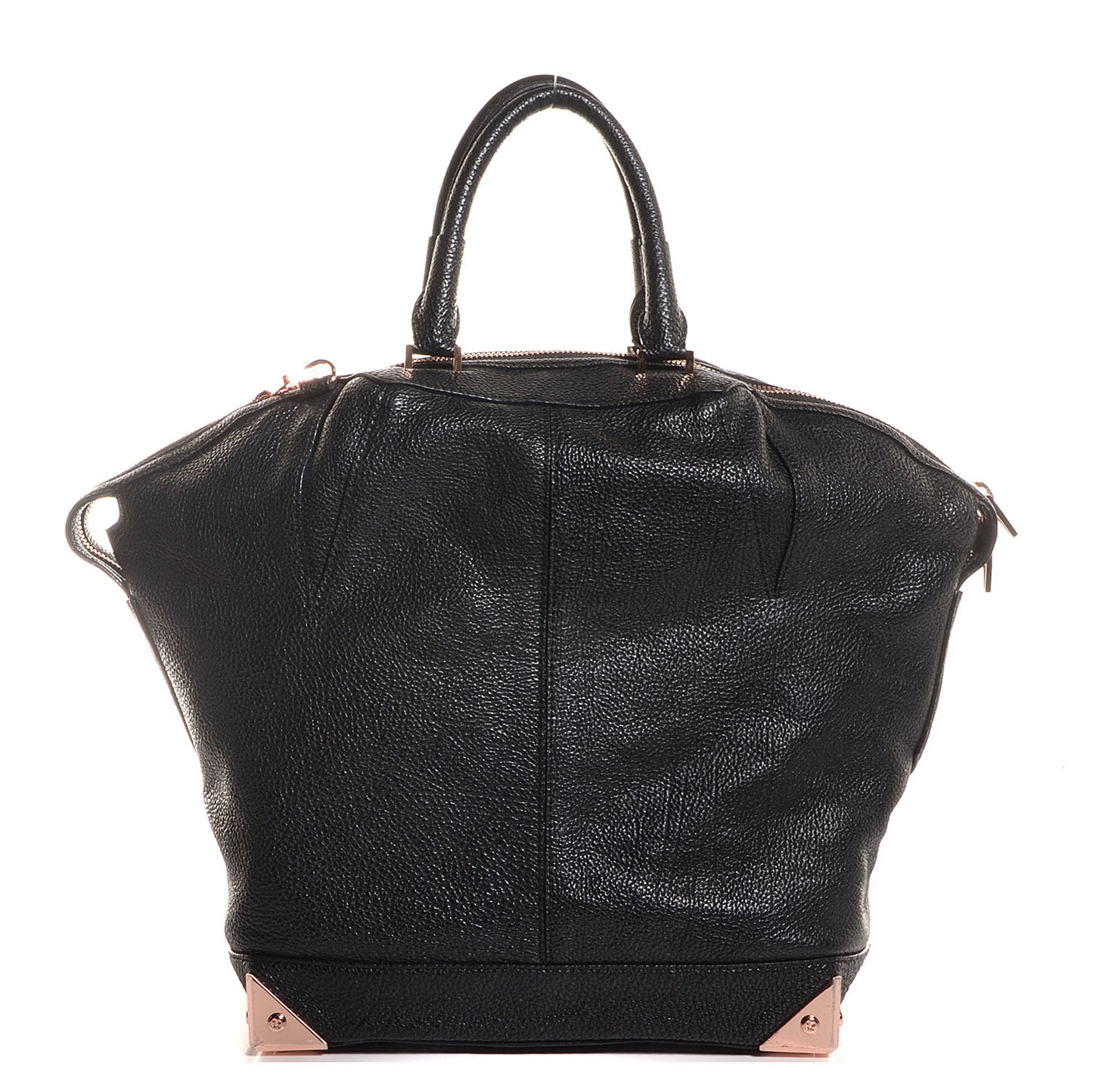 Pebbled Leather Large Emile Black with Rose Gold Hardware