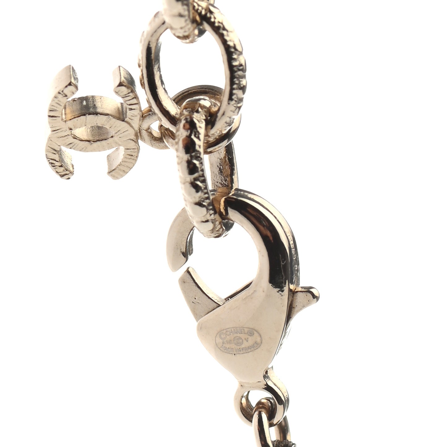 Pearl CC Long Necklace Light Gold